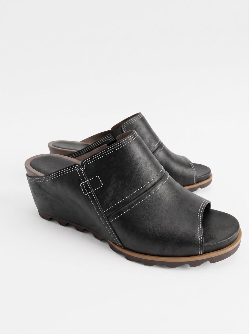 Sorel Joanie II Wedge Mule Sandals - Black - Women’s US 10 / EU 41